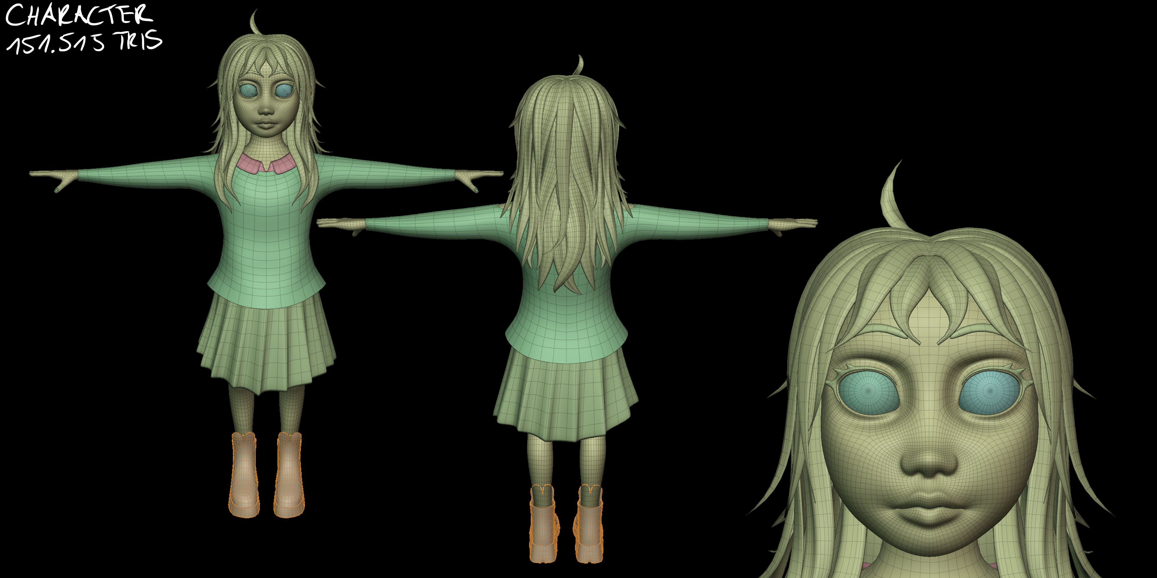 Freya 3D model — wireframe